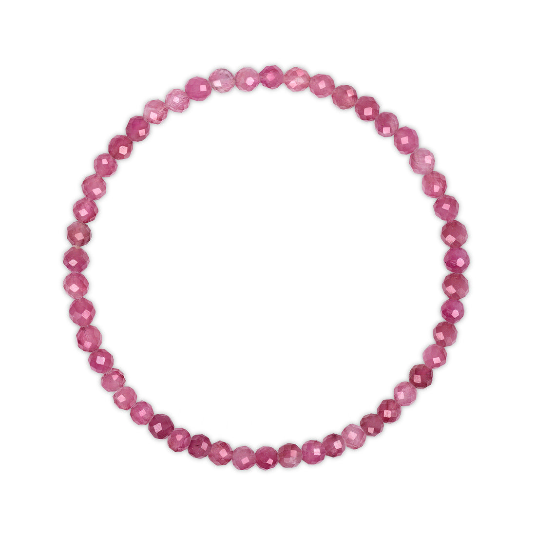 Pink beaded bracelet on a white background