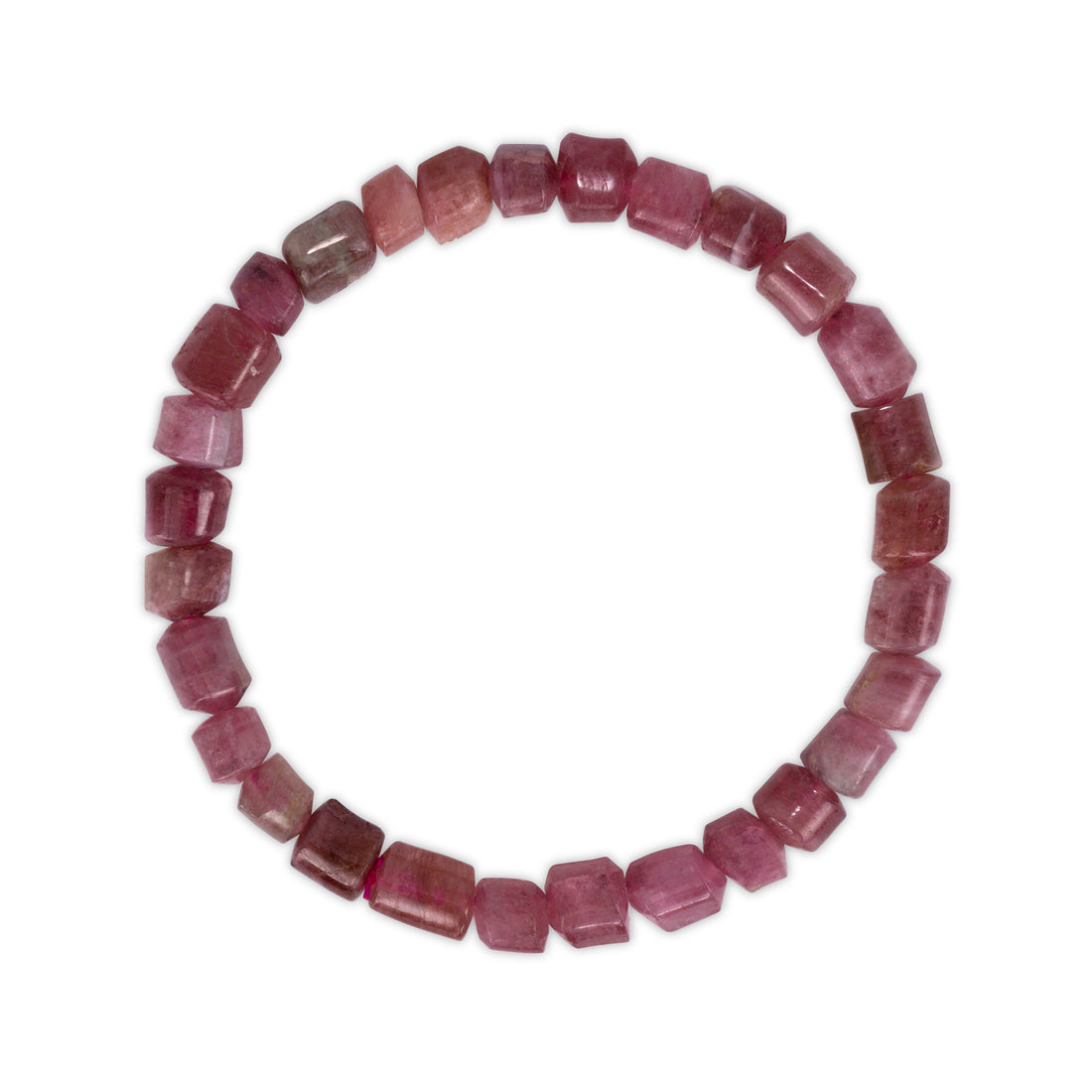 Bracelet made of pink beads on a white background