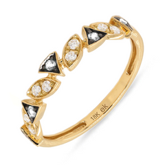 A Radiance Diamond Ring featuring multiple diamond stones set in an 18k gold band with gold accents.