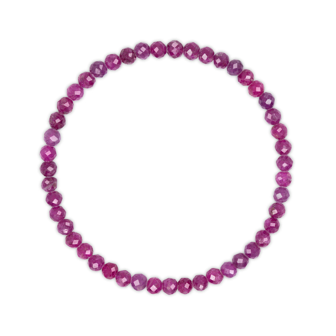 Ruby beaded bracelet on a white background
