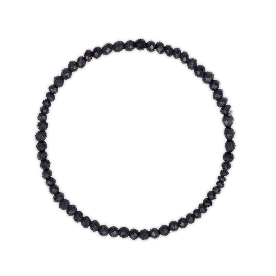 Faceted black shungite beaded bracelet