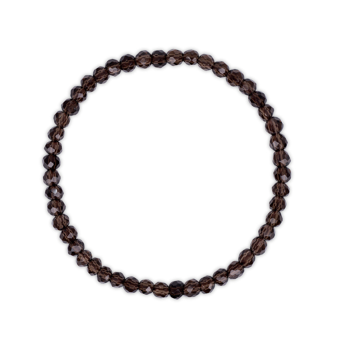 Brown faceted smoky quartz beaded bracelet on a white background
