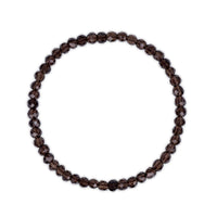Brown faceted smoky quartz beaded bracelet on a white background