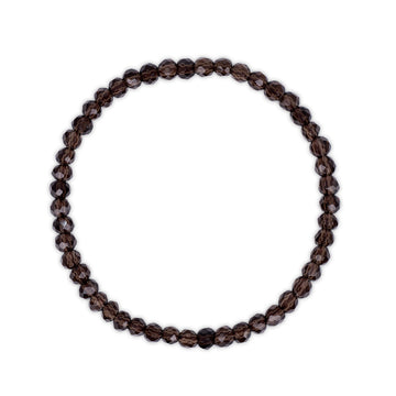 Brown faceted smoky quartz beaded bracelet on a white background