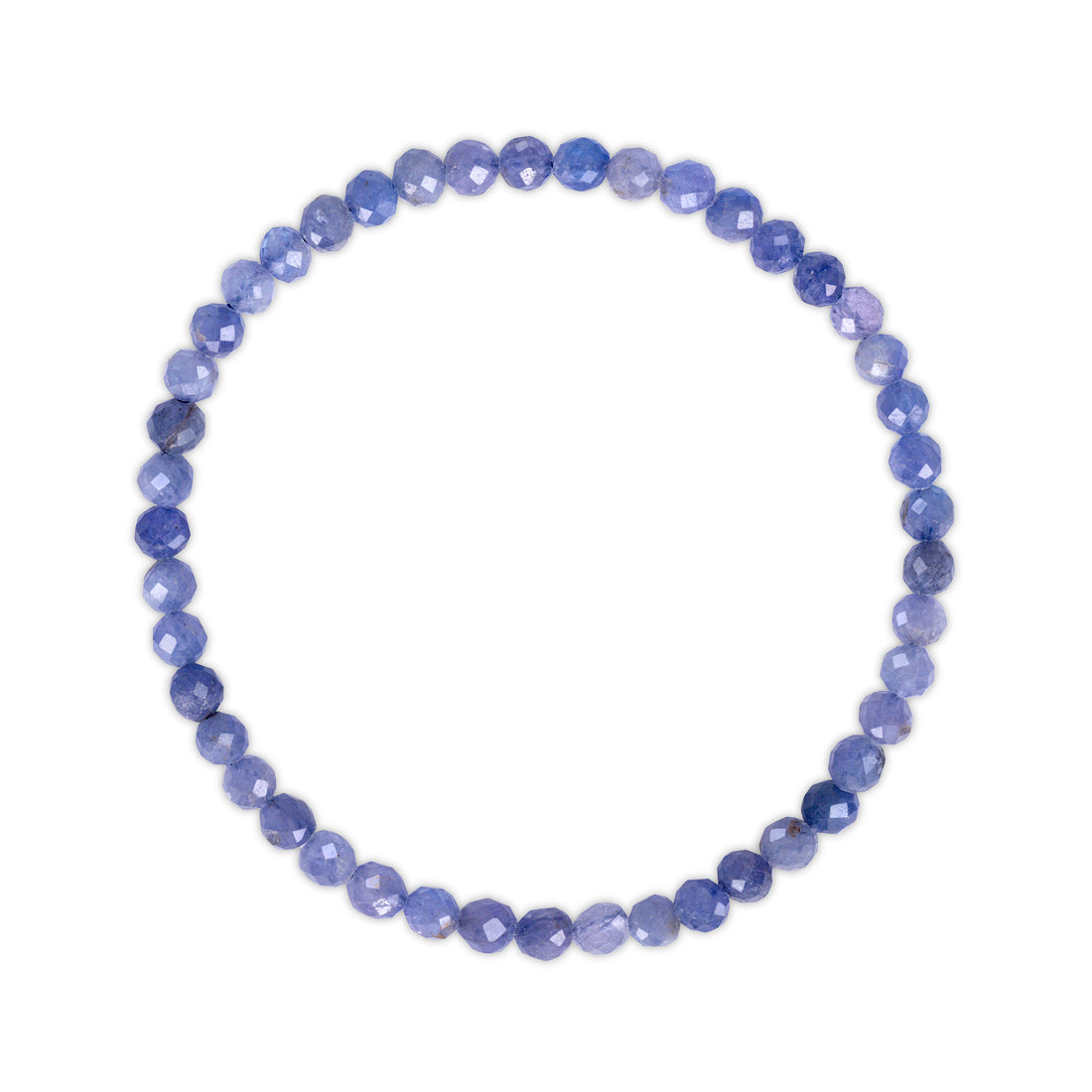 Blue beaded bracelet on a white background