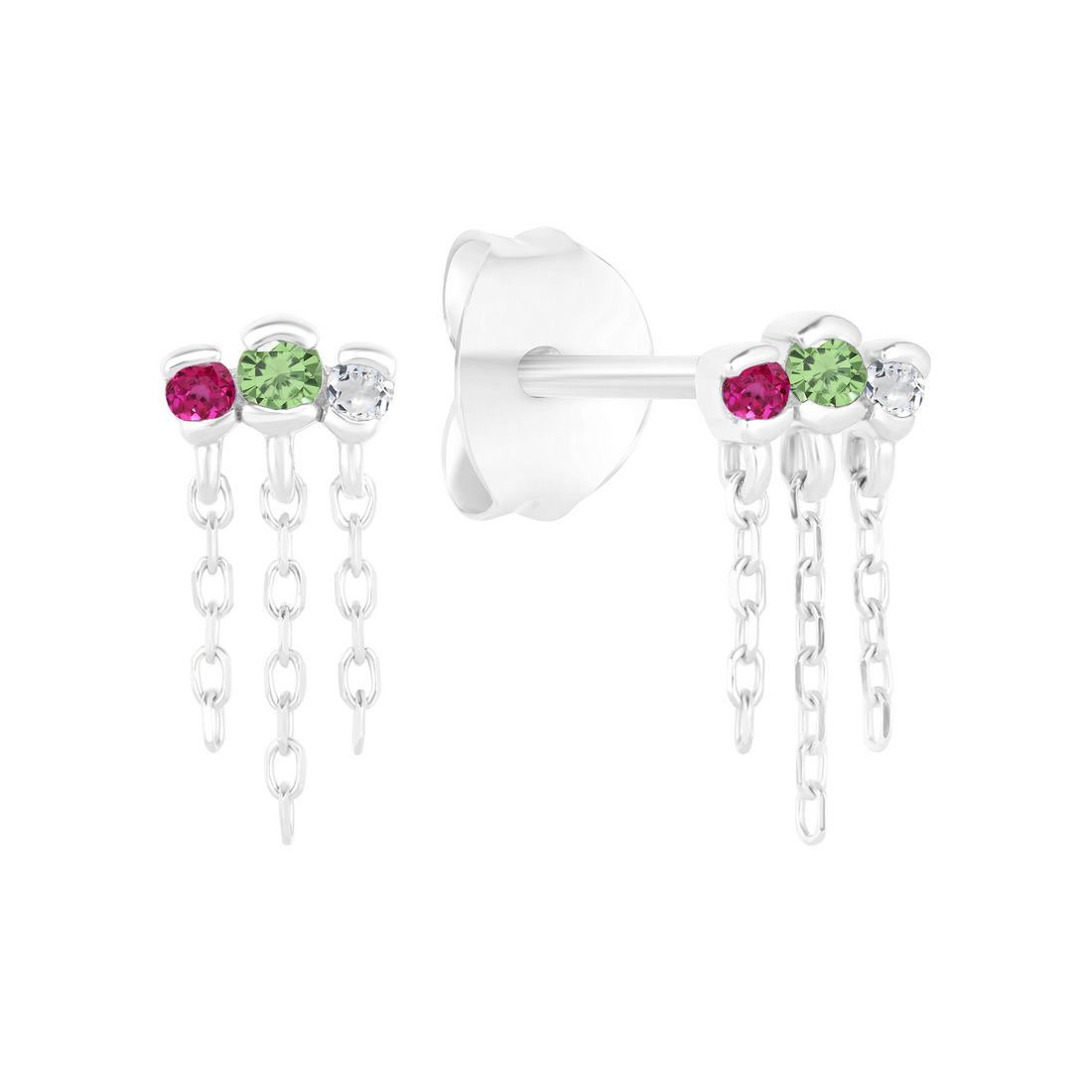 Gaze Earrings with Topaz & Pink Sapphire & Green Tsavorite