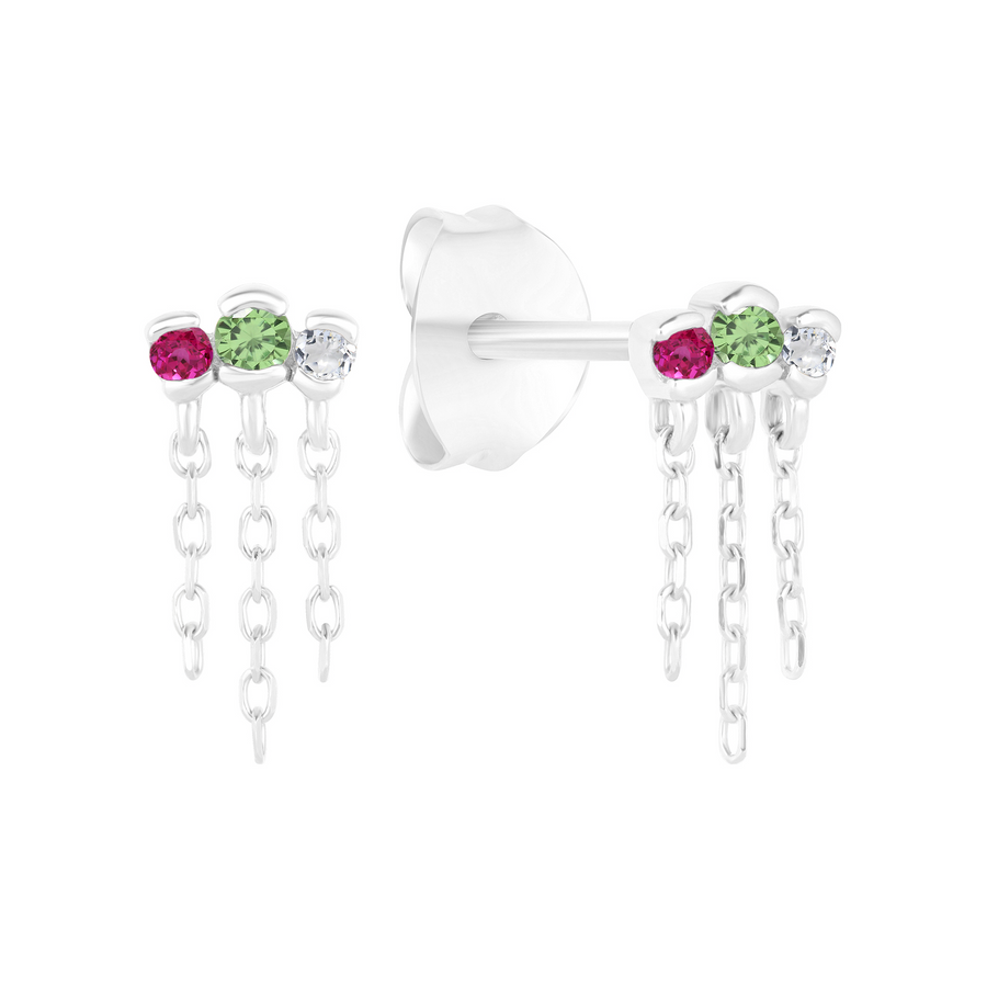 Gaze Earrings with Topaz & Pink Sapphire & Green Tsavorite