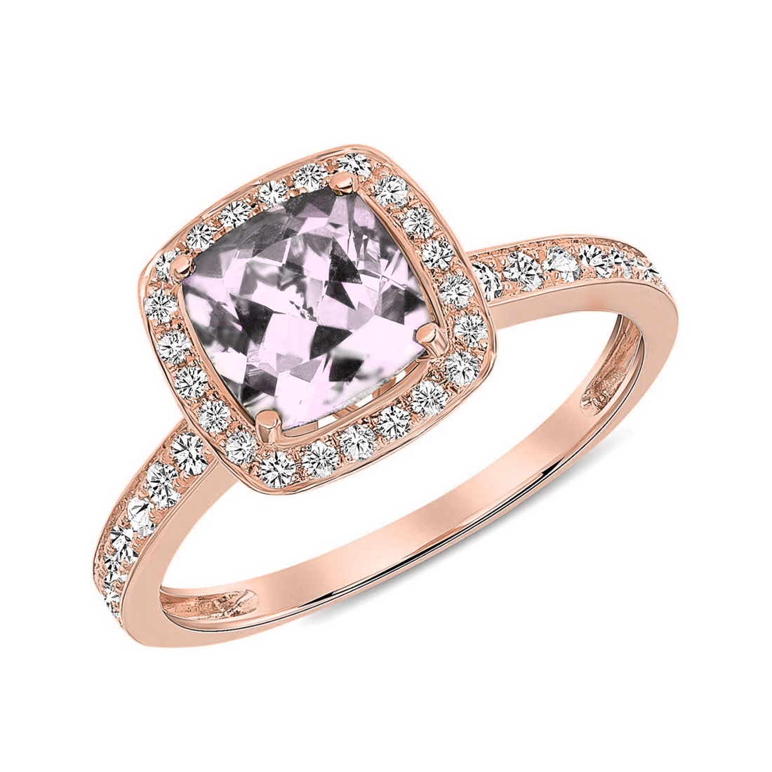 Adoration Ring - Cushion Cut Rose Quartz