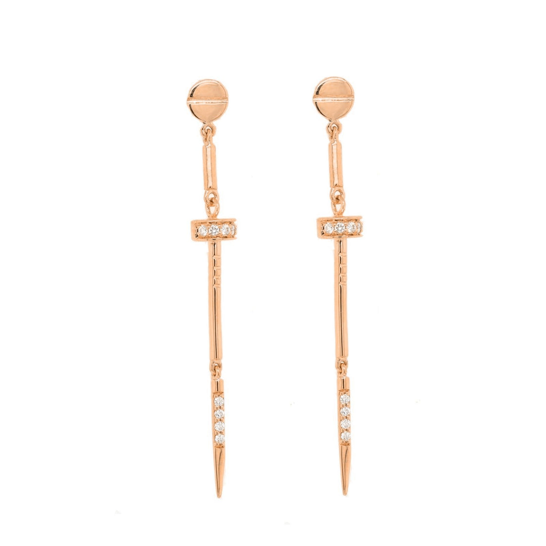 Alexis Gold and Diamond Dangling Earrings - Ele Keats Jewelry