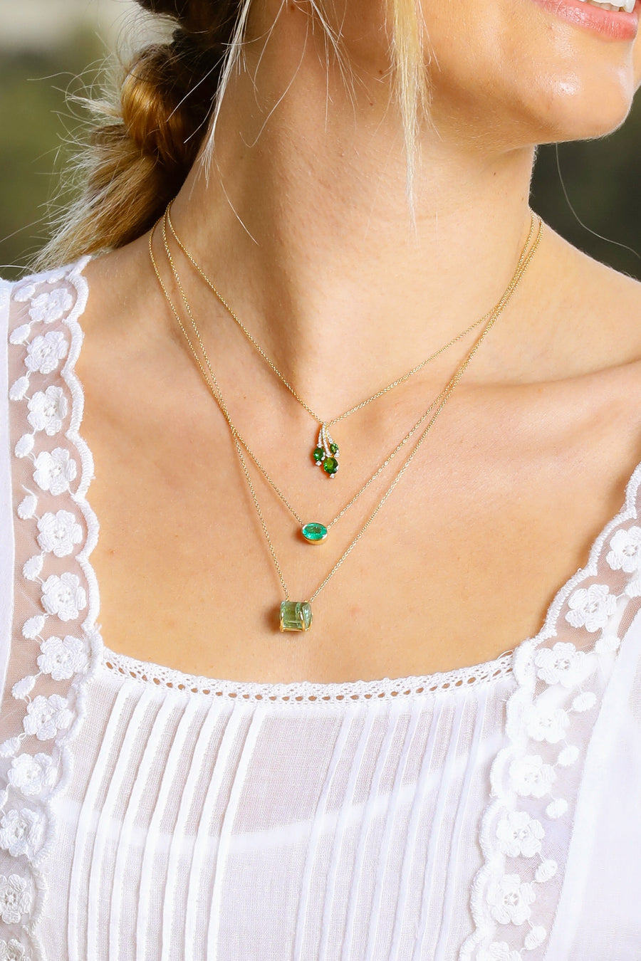 Natura Green Garnet Necklace