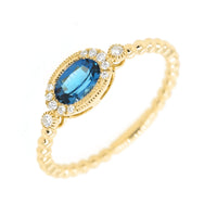 Mirielle London Blue Topaz and Diamond Ring - Ele Keats Jewelry