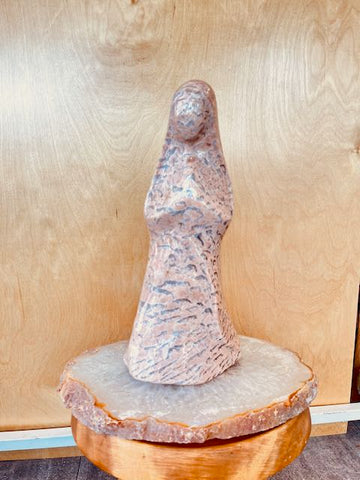 Peach Zebradorite Madonna – Hand-Carved Stone Sculpture