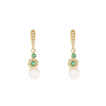 Pearl Love Emerald and Pearl Earrings - Ele Keats Jewelry