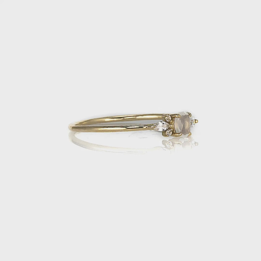 Admire Ring with White Sapphire & Blue Moonstone