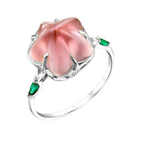 Pua (Flower) Pink Tourmaline and Emerald Ring - Ele Keats Jewelry