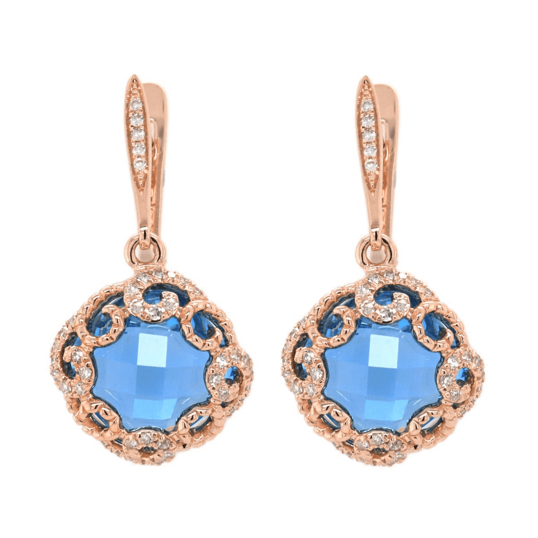 Regalia Swiss Blue Topaz and Diamond Earrings - Ele Keats Jewelry