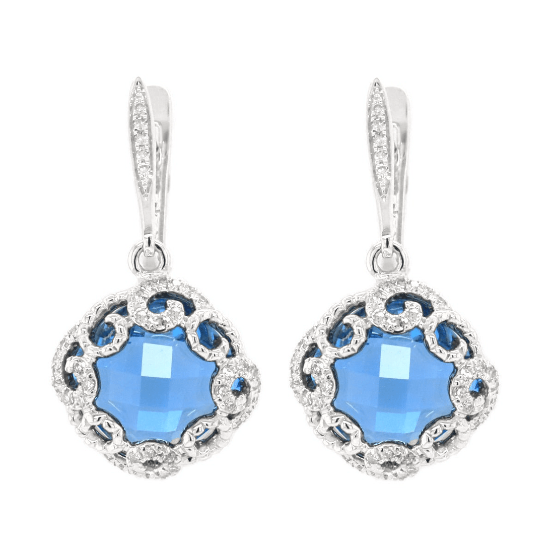 Regalia Swiss Blue Topaz and Diamond Earrings - Ele Keats Jewelry