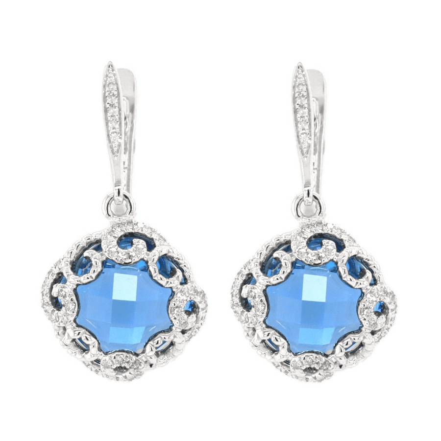 Regalia Swiss Blue Topaz and Diamond Earrings - Ele Keats Jewelry