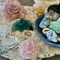 Hand-Carved Rose Quartz Crystal Rose
