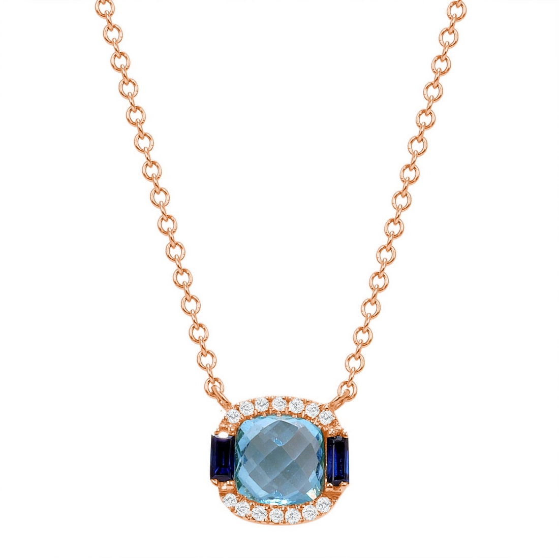 Graduate Blue Topaz and Sapphire Necklace