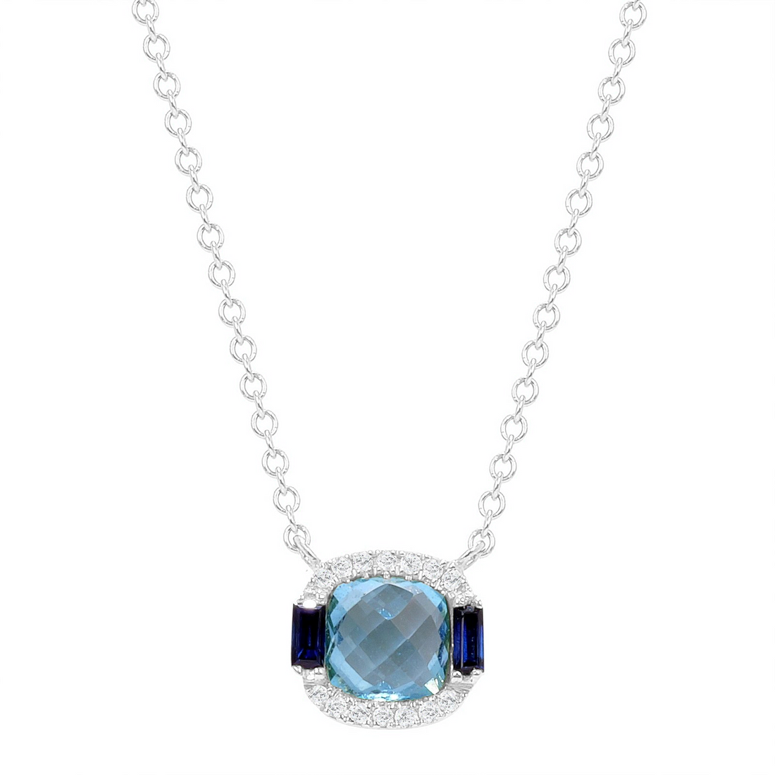 Graduate Blue Topaz and Sapphire Necklace