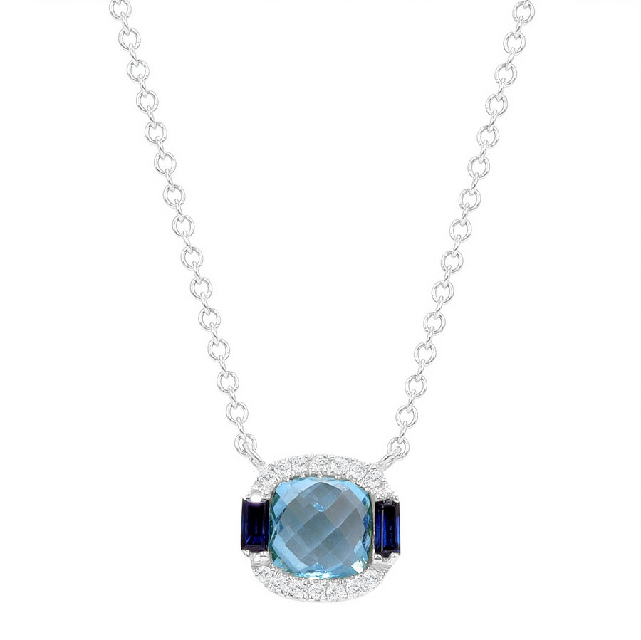 Graduate Blue Topaz and Sapphire Necklace