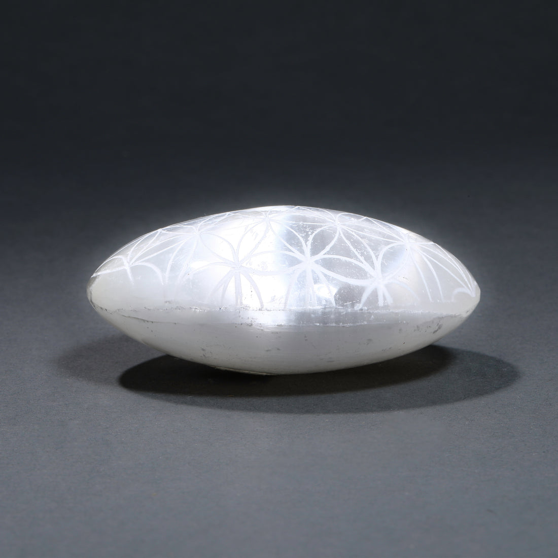 Selenite Flower of Life Palm Stone