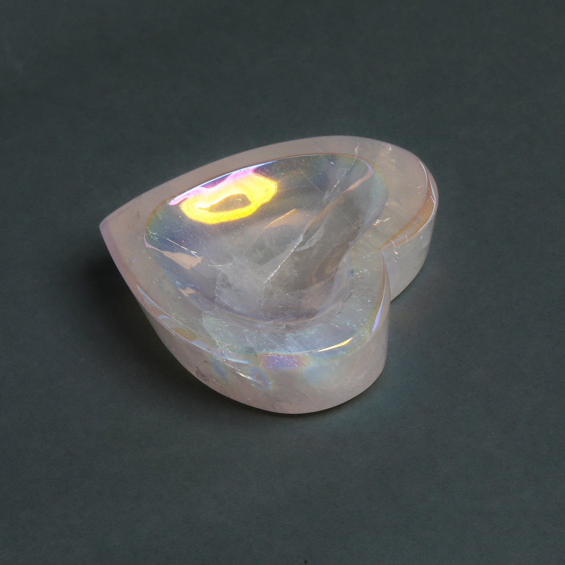 Angel Aura Rose Quartz Heart Bowl