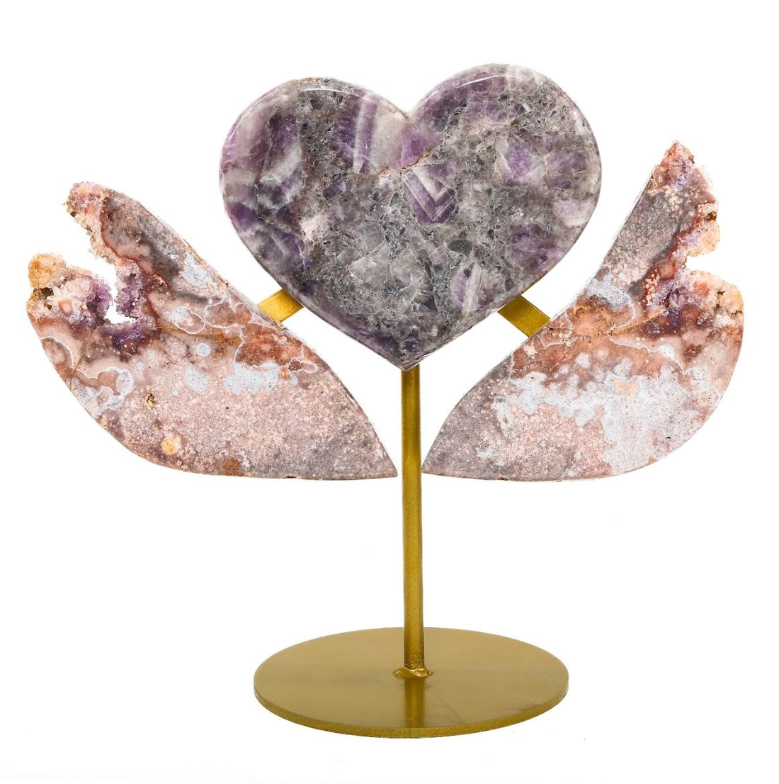 Amethyst Heart with wings on stand - Ele Keats Jewelry