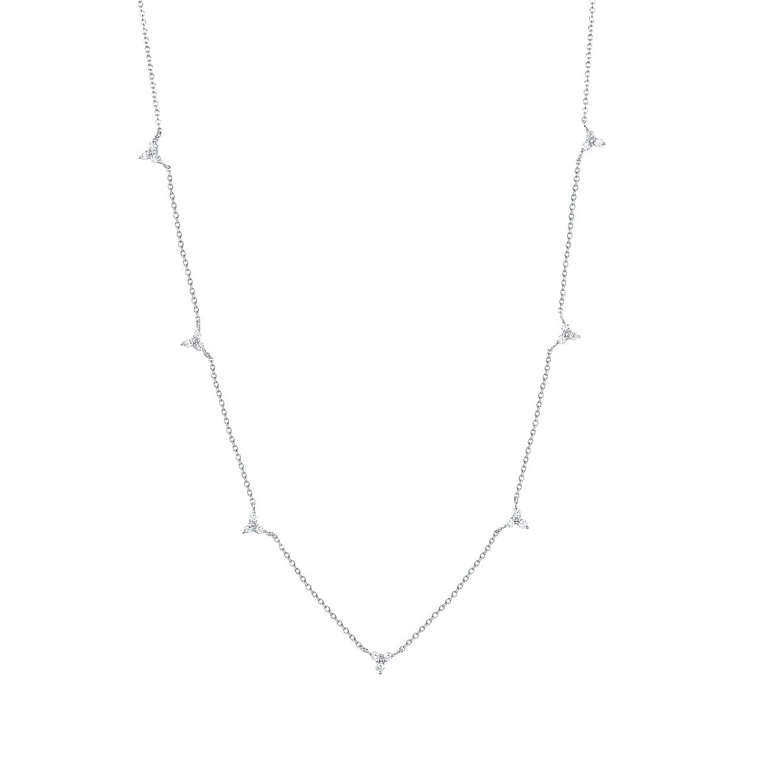 Dainty 18kt gold necklace adorned with 7 diamonds points