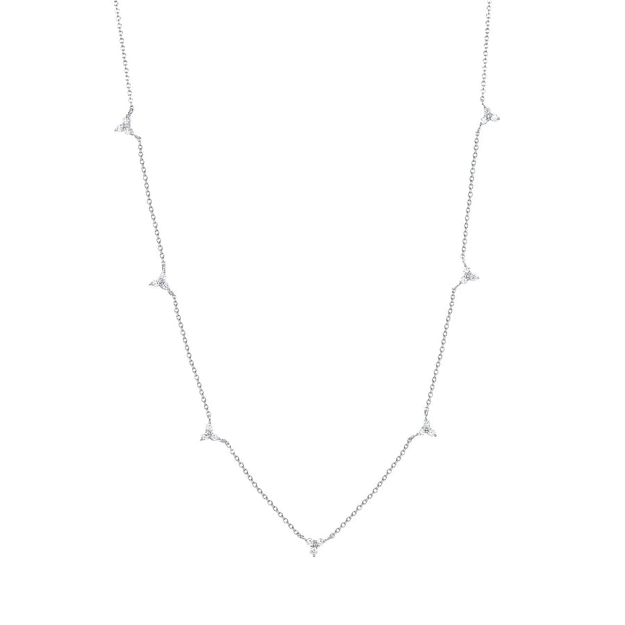 Dainty 18kt gold necklace adorned with 7 diamonds points