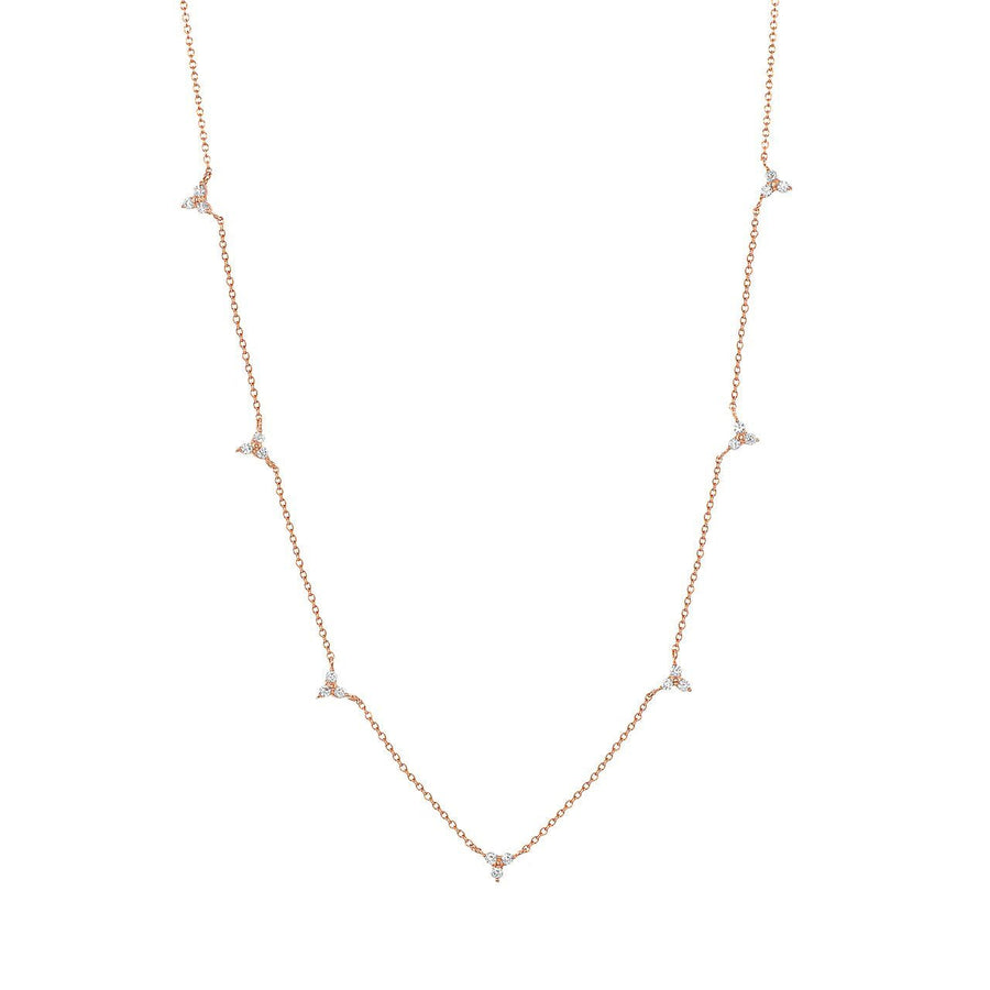 Dainty 18kt gold necklace adorned with 7 diamonds points