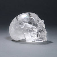 clear quartz carved skull side view