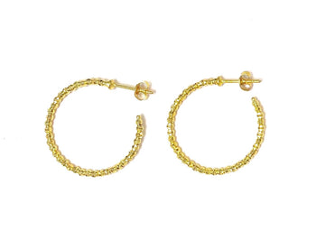 Gold Faceted Hoops - Ele Keats Jewelry