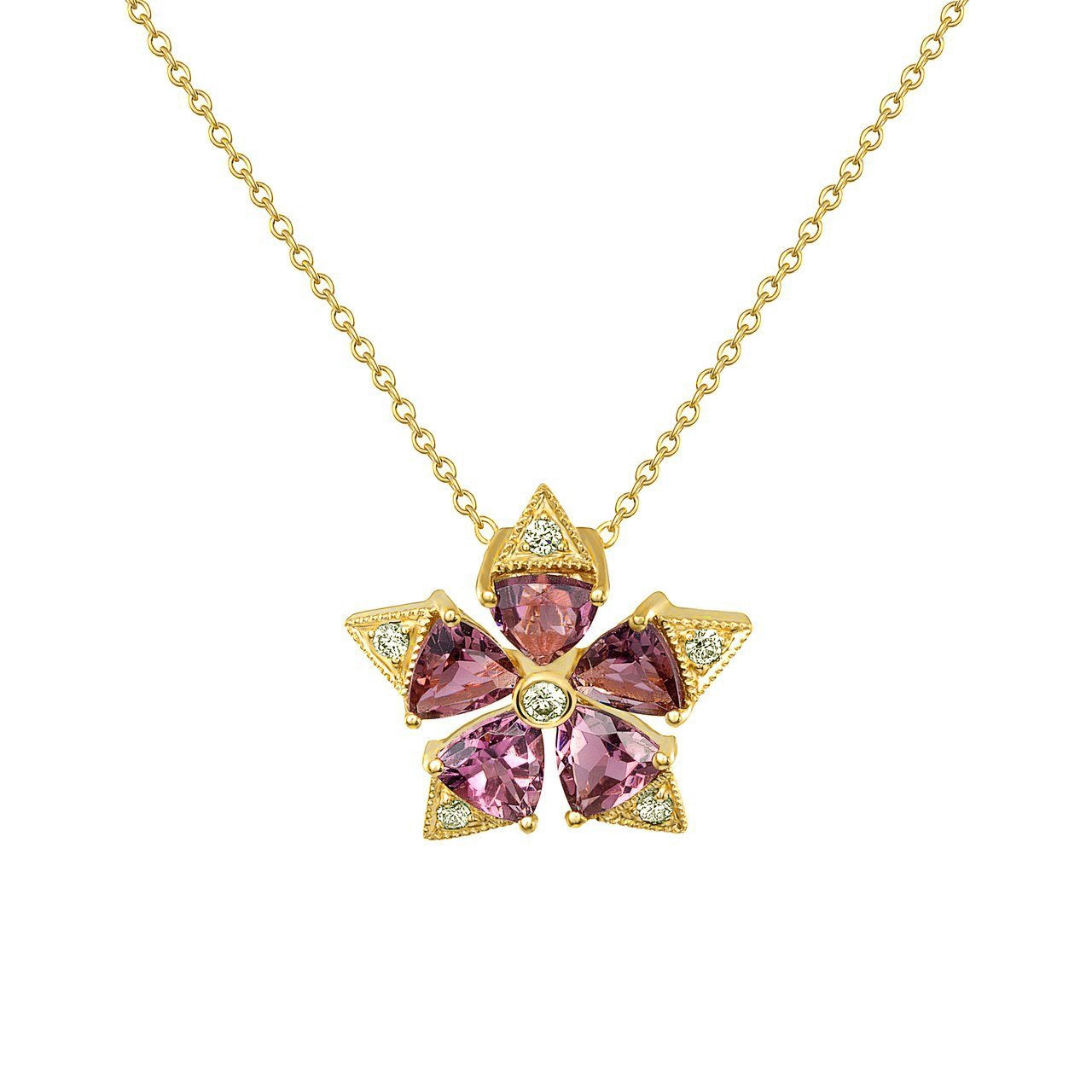 Le Flora | Pink Tourmaline Flower Pendant Necklace | Jewelry – Ele ...
