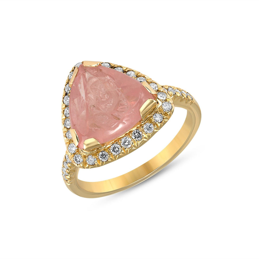 One of a Kind Rose Quartz Ganesh Ring - Ele Keats Jewelry