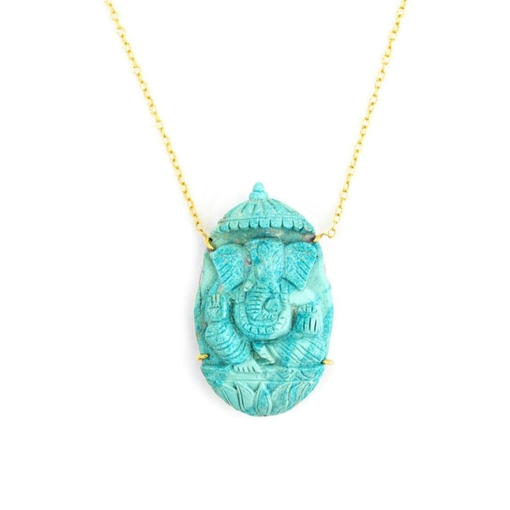 One of a Kind Turquoise Ganesh Necklace - Ele Keats Jewelry