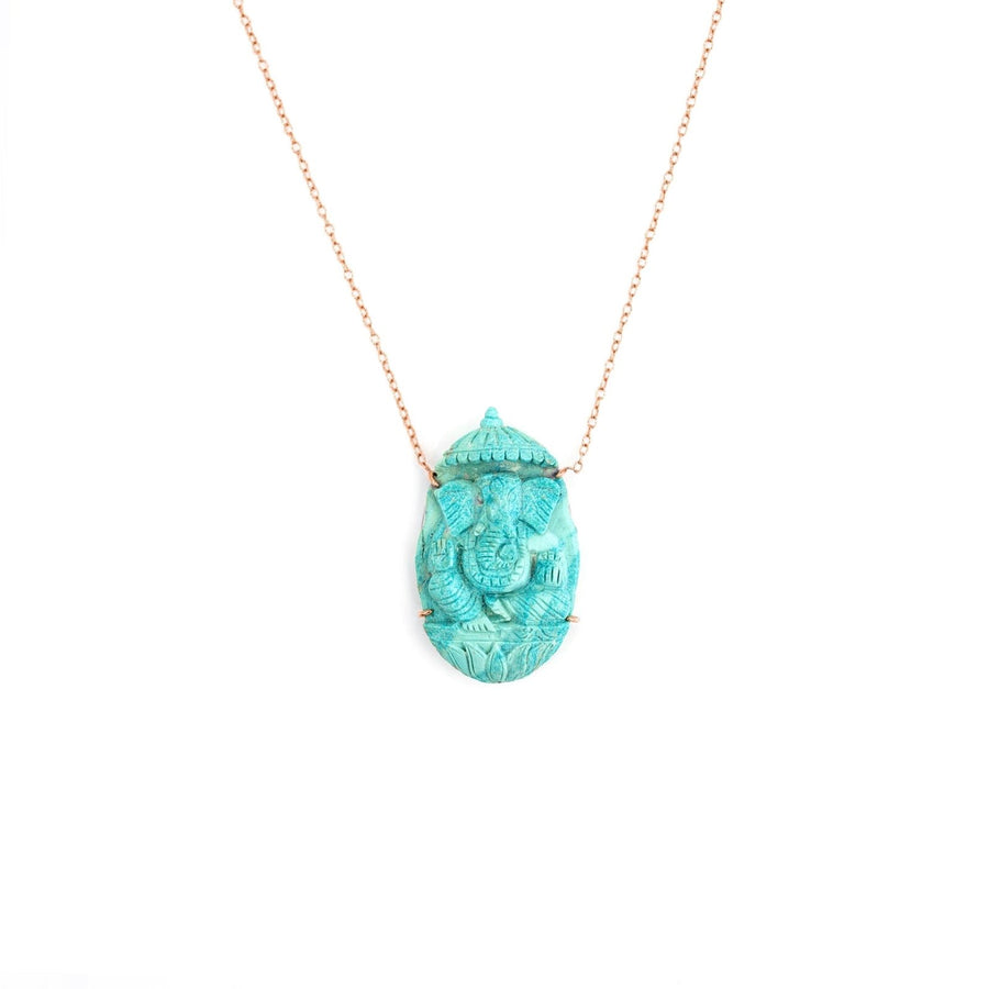 One of a Kind Turquoise Ganesh Necklace - Ele Keats Jewelry