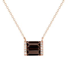 Gold, diamond, and Smoky Quartz double baguette necklace - Ele Keats Jewelry