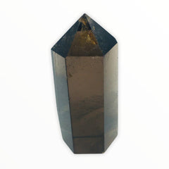 Rich brown natural Smokey Quartz Point on white background