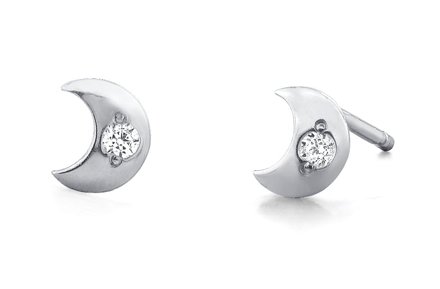 Sparkle Moon Studs - Ele Keats Jewelry