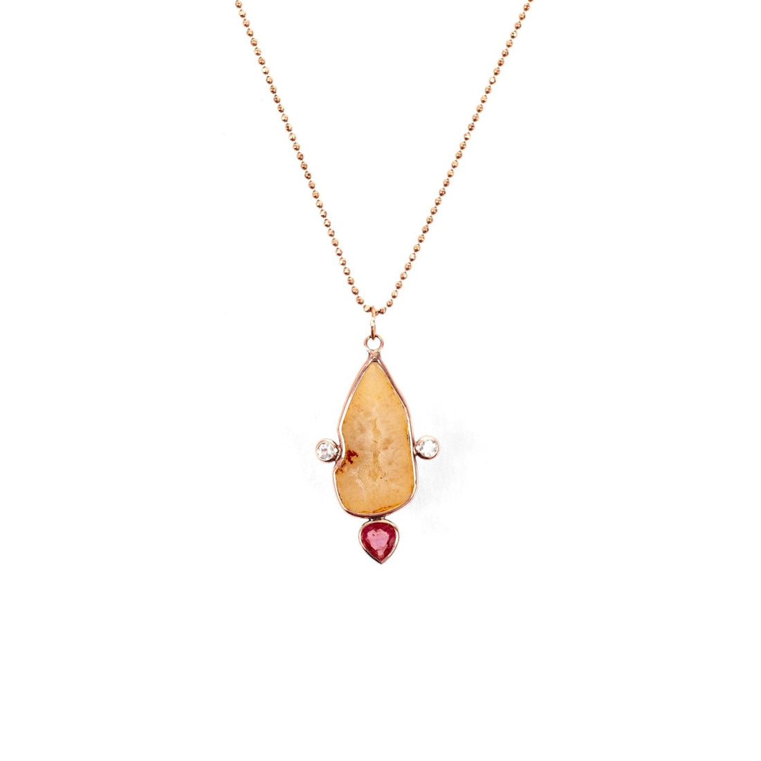 Volcanic Quartz and Padparadscha sapphire - Ele Keats Jewelry