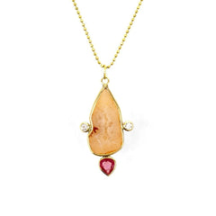 Volcanic Quartz and Padparadscha sapphire - Ele Keats Jewelry